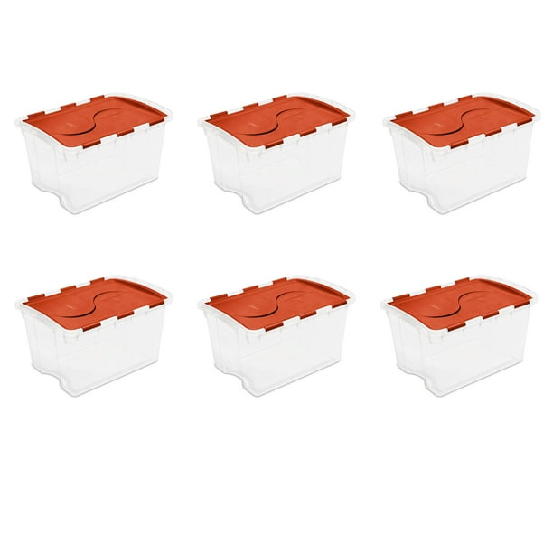 Sterilite 48 Qt. Hinged Lid Storage Box Red Cardinal Case of 6