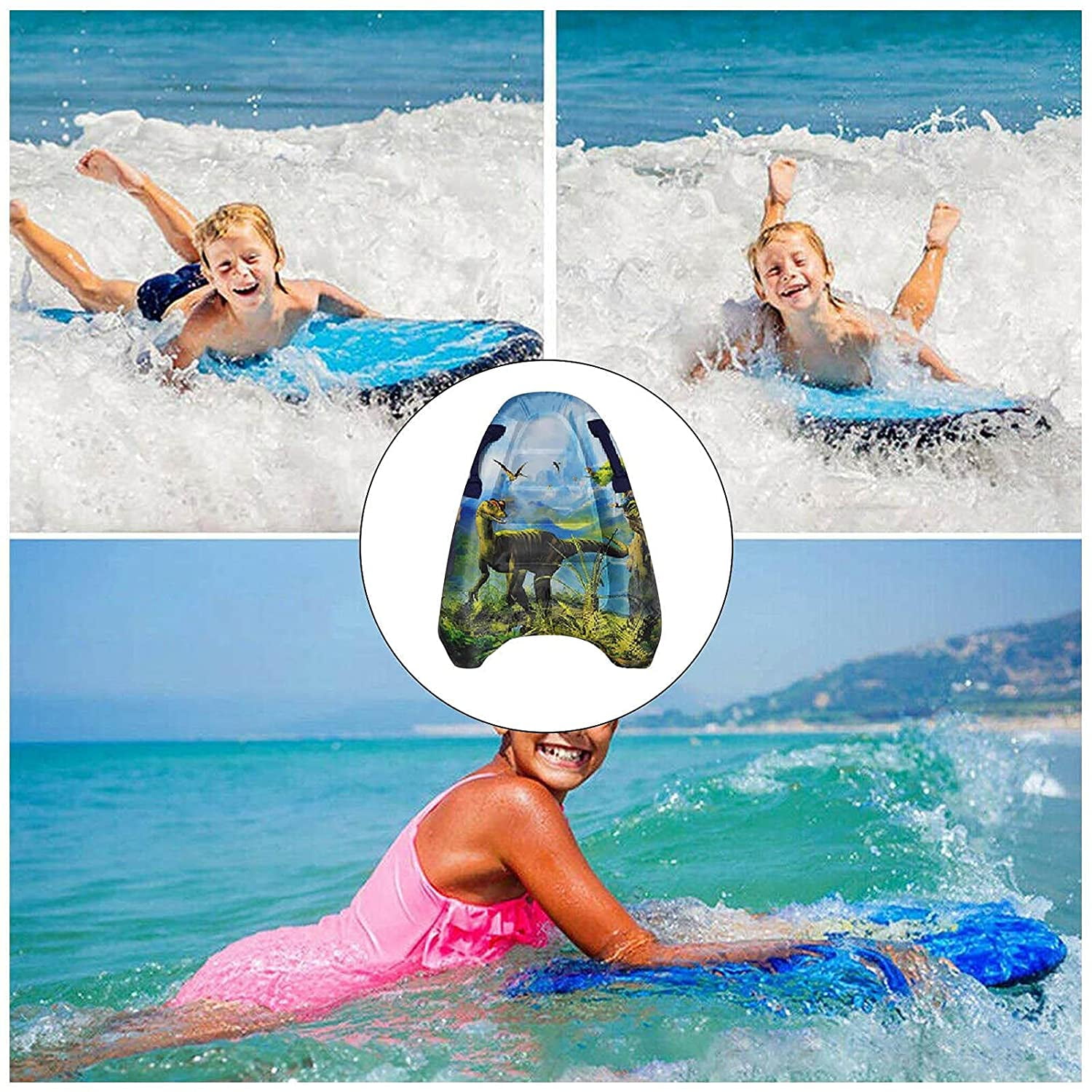 DJDL Inflatable Body Surfing Float Board Surf Rider for Slip and Slides Pool Water Game Portable Bodyboard Water Beach Fun Toy for Kids and Adult Blue 