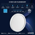 thumbnail image 7 of Luxrite 5 Inch LED Flush Mount Ceiling Light, 10W 600LM, 5CCT Selectable 2700K-5000K, Dimmable, Wet Rated, ETL, 7 of 7