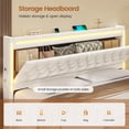thumbnail image 5 of Amuzer  Bed Frame Queen Size with 5 Storage Drawers, Hidden Storage Headboard with LED Light,Charging Station, Velvet Button Tufted Headboard Upholstered Platform Bed, Beige, 5 of 9