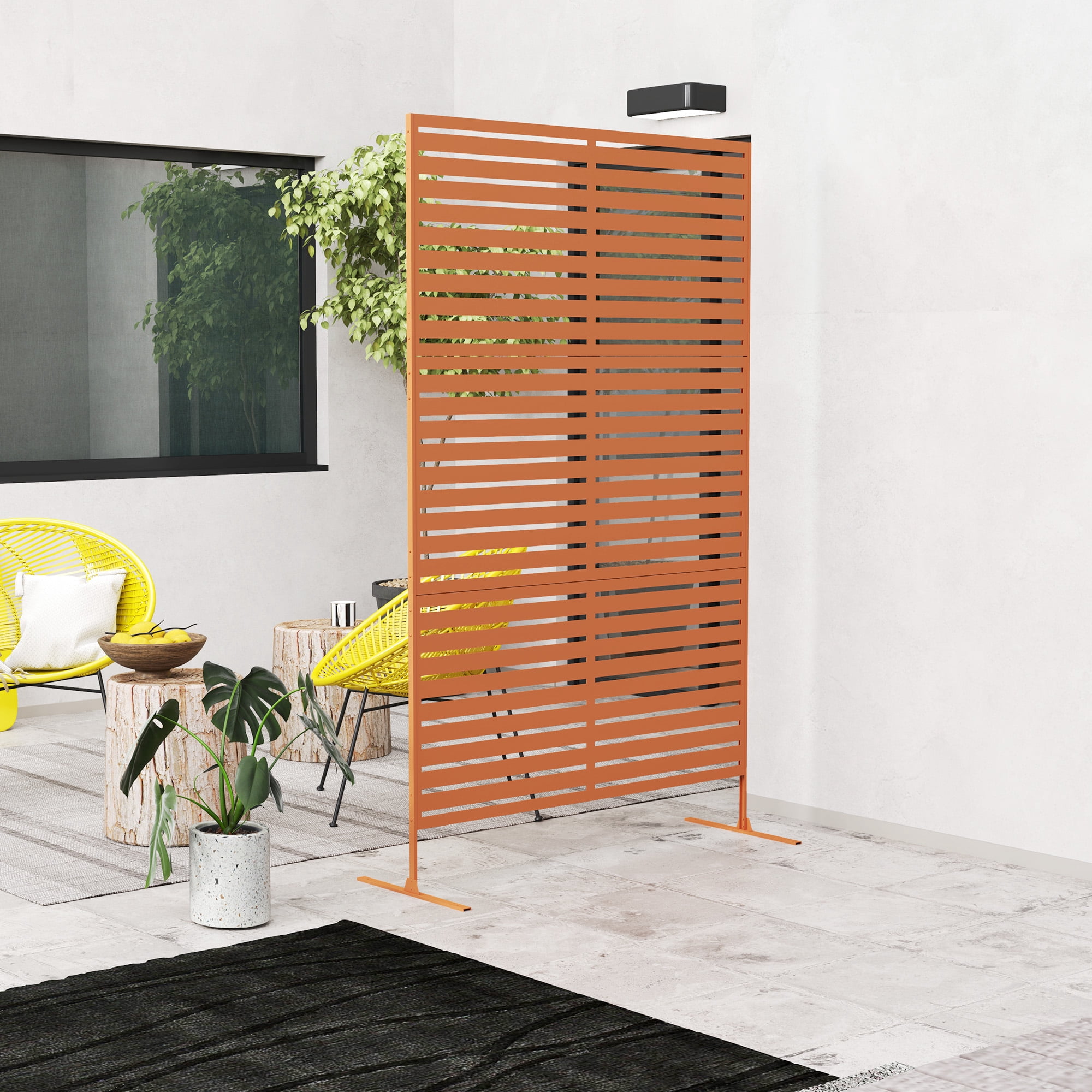 Alvantor 78" H x 48" W Decorative Brown Metal Privacy Screen Fence