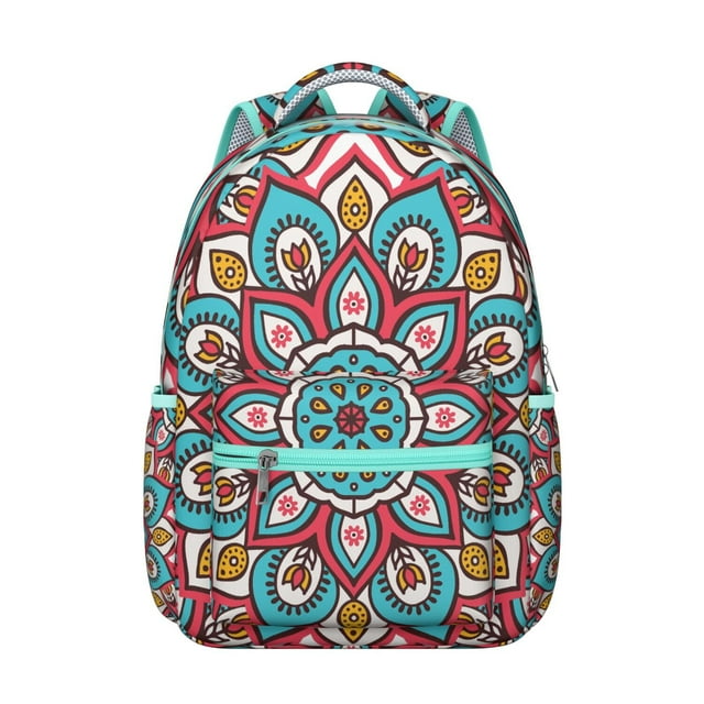 Mandala Students Backpack for School Multifunctional Students’s Backpack with Bohemian Ethnic and Psychedelic Trippy Mandala Patterns
