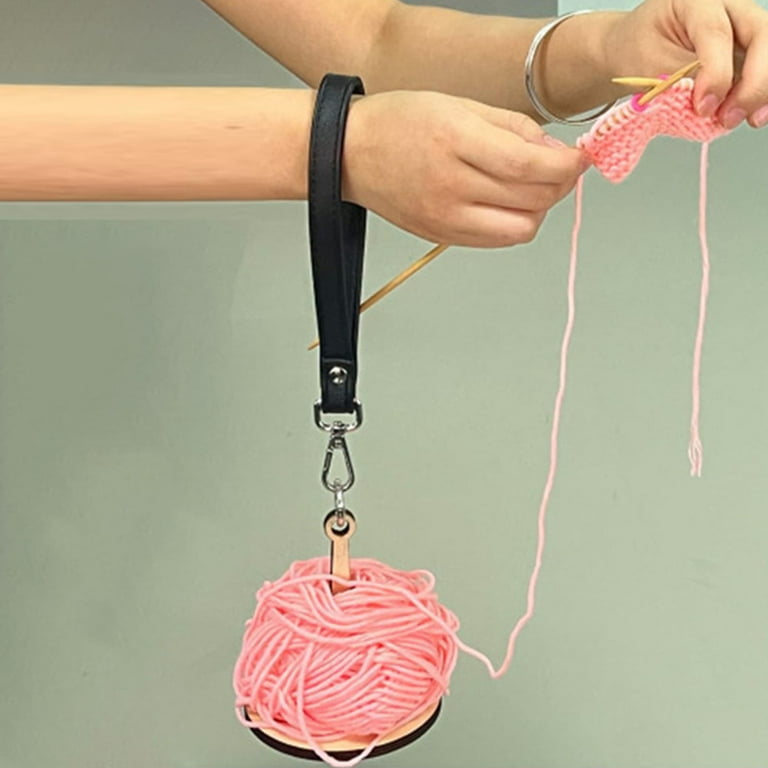Portable Wrist Yarn Holder with Leather Wrist Strap for Knitting DIY
