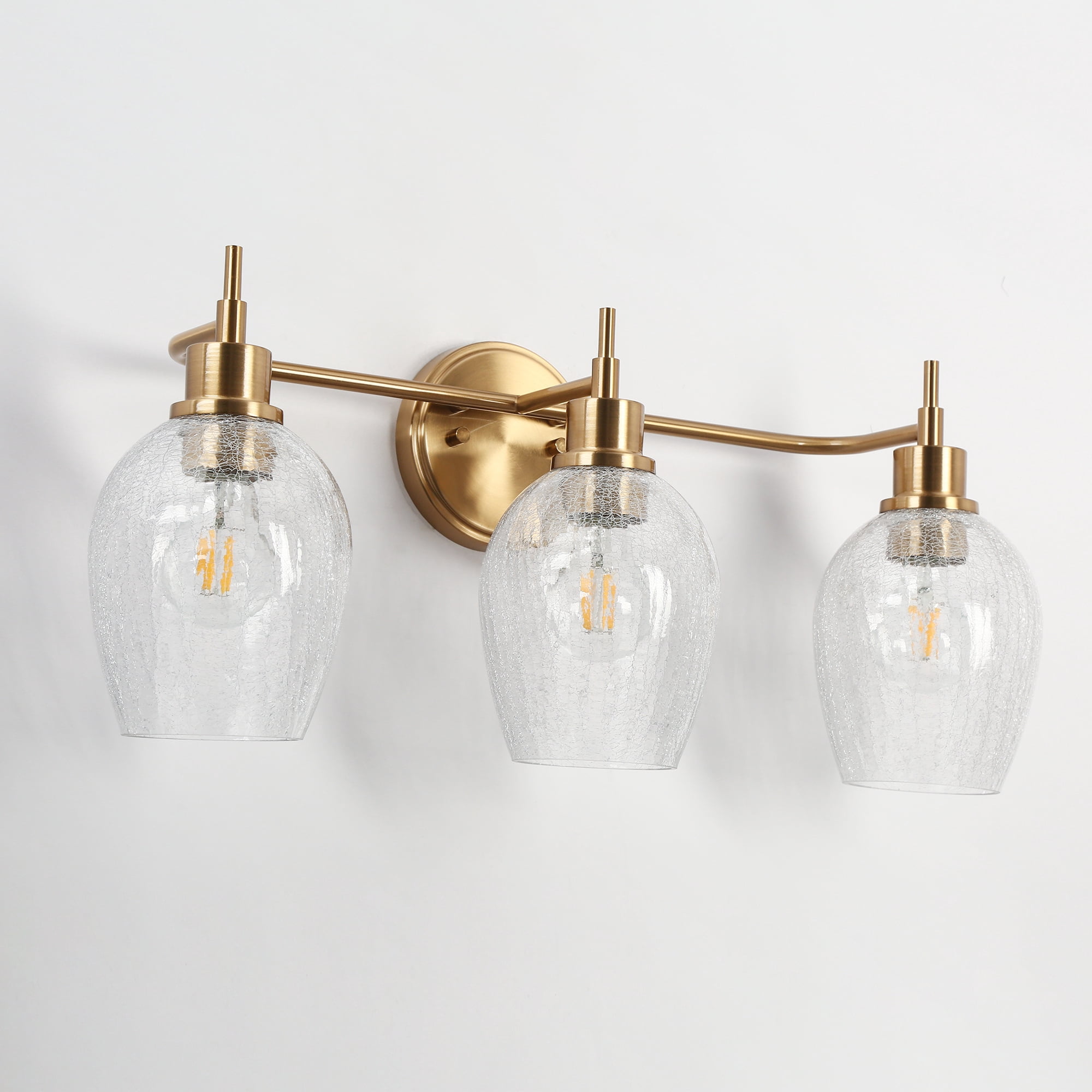 Mirabellisation Cracked Glass 23.6-in 3 Light Polished Gold Modern/contemporary Bathroom Vanity light