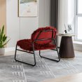 thumbnail image 4 of Accent Chair, Modern Industrial Slant Armless Chair with Metal Frame, Plush Soft Single Reading Vanity Chair for Living Room Bedroom Lounge, Claret Red, 4 of 9