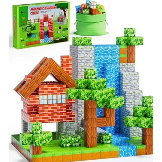 Magnetic Building Blocks 182 Piece plus 13 Bonus Click Ins