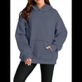 thumbnail image 1 of Sudadera Informal de Larga con Capucha para Mujer, Jersey de y Otoño con Bolsillos. Azul Mar M, 1 of 9