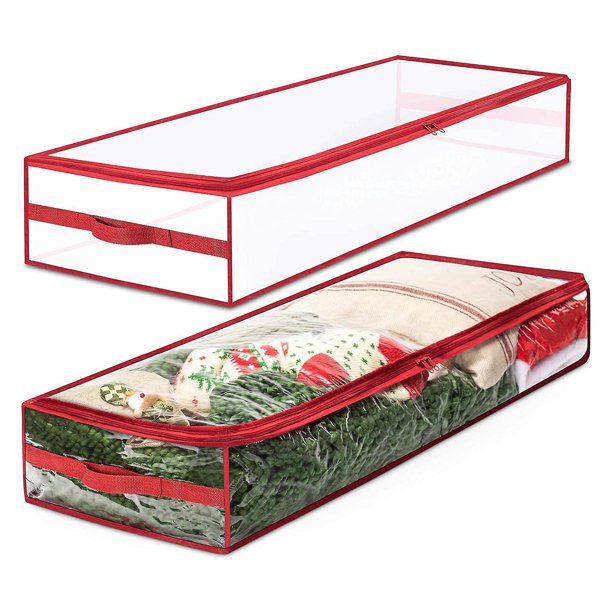 Bolsa de almacenamiento YONGSHENG de árbol de Navidad PVC gran capacidad con asa y Diseño transparente Color Rojo Negro Tamaño 103 x 36 x 15 cm