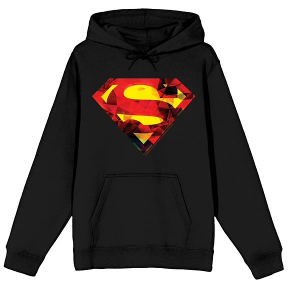 Superman Classic Shield Adult Black Graphic Hoodie-Small