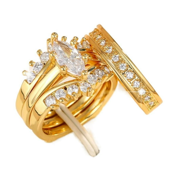 LINXIQIN Mens Titanium Ring Wedding Band Cubic Zirconia Three Ring Set Engagement Simple MEN'S Ring With Gift Box