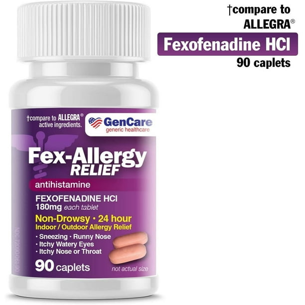 GenCare Allergy Relief Pills Fexofenadine HCl 180mg (90 Tablets