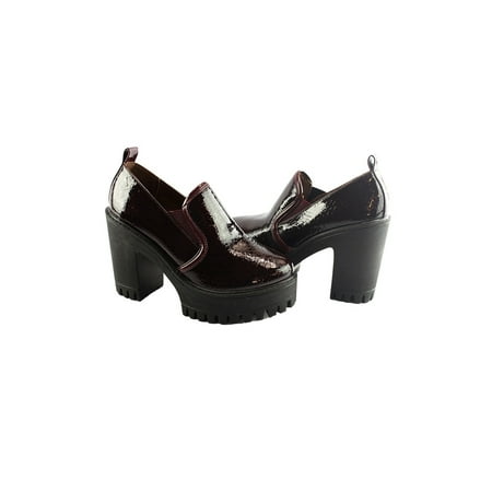 Patent High Heel Platform - Liyu Adult Red Patent Elastic Chunky High Heel Platform Shoes