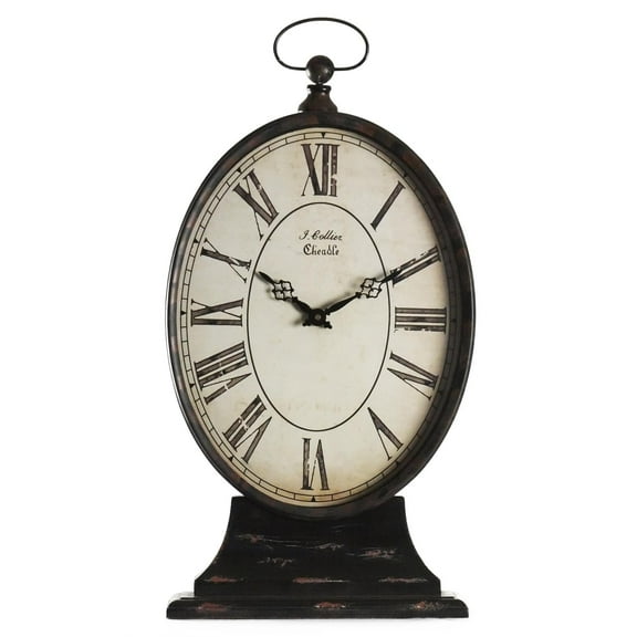 Table Clock Mantel PARIS Iron Wood New ZT-1509