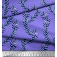 thumbnail image 2 of Soimoi Purple polyester Crepe Fabric Laurel Leaves Printed Fabric 1 Yard 42 Inch Wide, 2 of 3