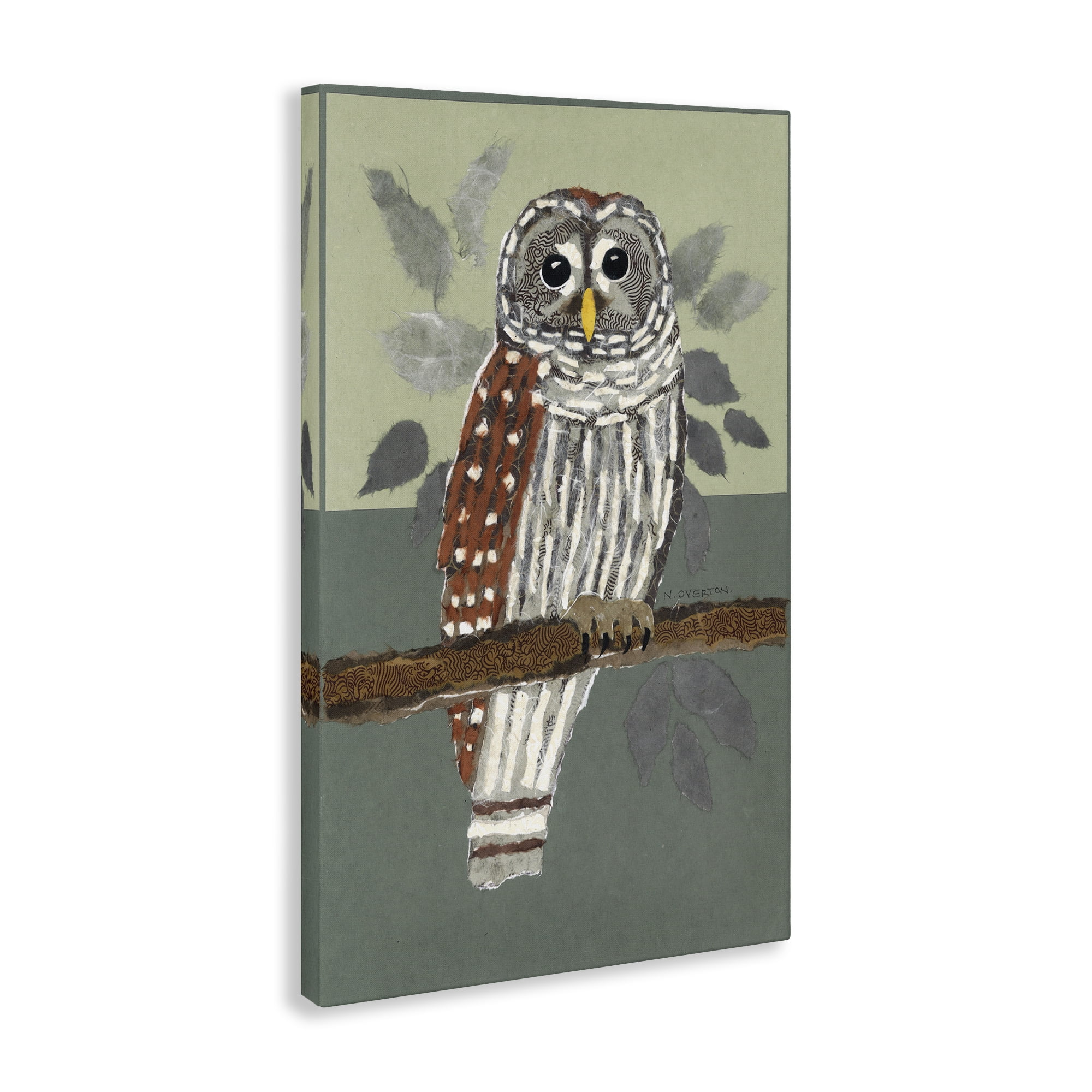 Stupell Industries Owl Perched Tree Branch Animals & Insects Painting Gallery Wrapped Canvas Art Print Wall Art, 24 x 36