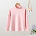 thumbnail image 2 of OSOLU Girls T-Shirt Turtleneck Long Sleeve Thin Horizontal Striped All Over Print Soft Layering Tops Pink, 2 of 9