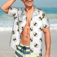 thumbnail image 3 of Fotbe Bee Hawaiian Shirt for Men Unisex Summer Beach Casual Short Sleeve Cotton Linen Button Down Shirts-Large, 3 of 5