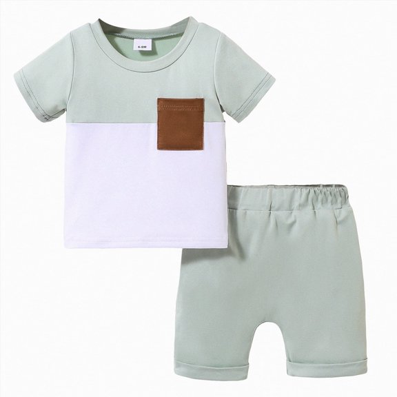HCNTES Boys Outfit Sets, Summer Short Sleeve Two Piece T-shirts and Shorts Set