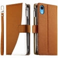thumbnail image 1 of Funda cartera GANGXUN para iPhone XR , cuero PU con tarjetero, cremallera, correa de mano, soporte y protección 992°, 1 of 6