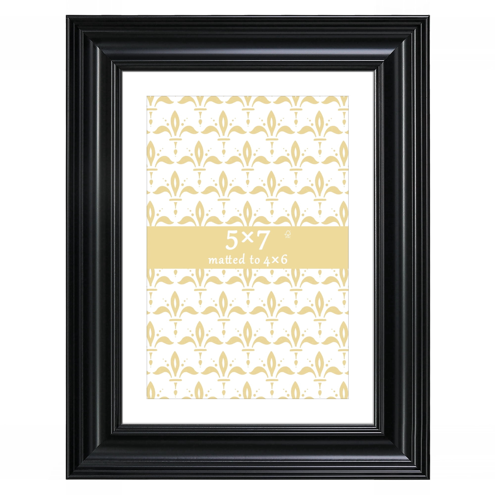 5x7 Picture Frame Matted to 4x6 Black - Matted for Gallery Wall or Tabletop Photo Frame