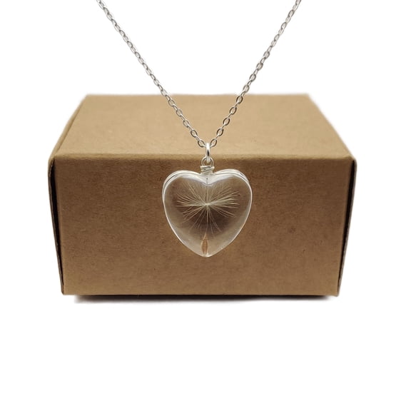 Cairui Design Dandelion Make a Wish Heart Pendant 925 Sterling Silver Necklace Handmade for Women