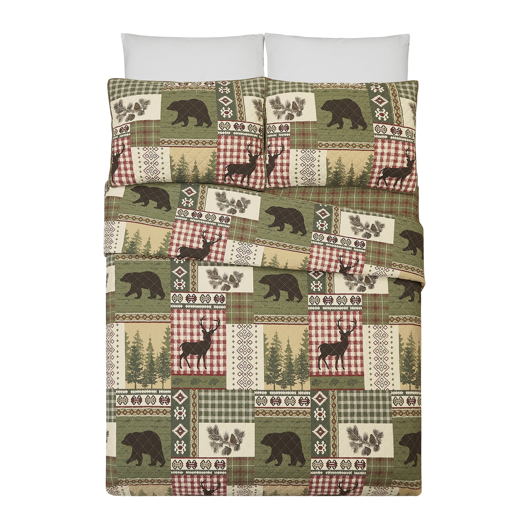 Modern Heirloom Dorset Green 3-Piece Quilt Set, Full/Queen