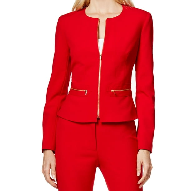 Calvin Klein - Calvin Klein NEW Red Women's Size 6P Petite Zip-Front ...