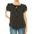 thumbnail image 4 of Women's Solid Overlapping Short Sleeve Top with Front Keyhole and Ruffle Accent, 4 of 5