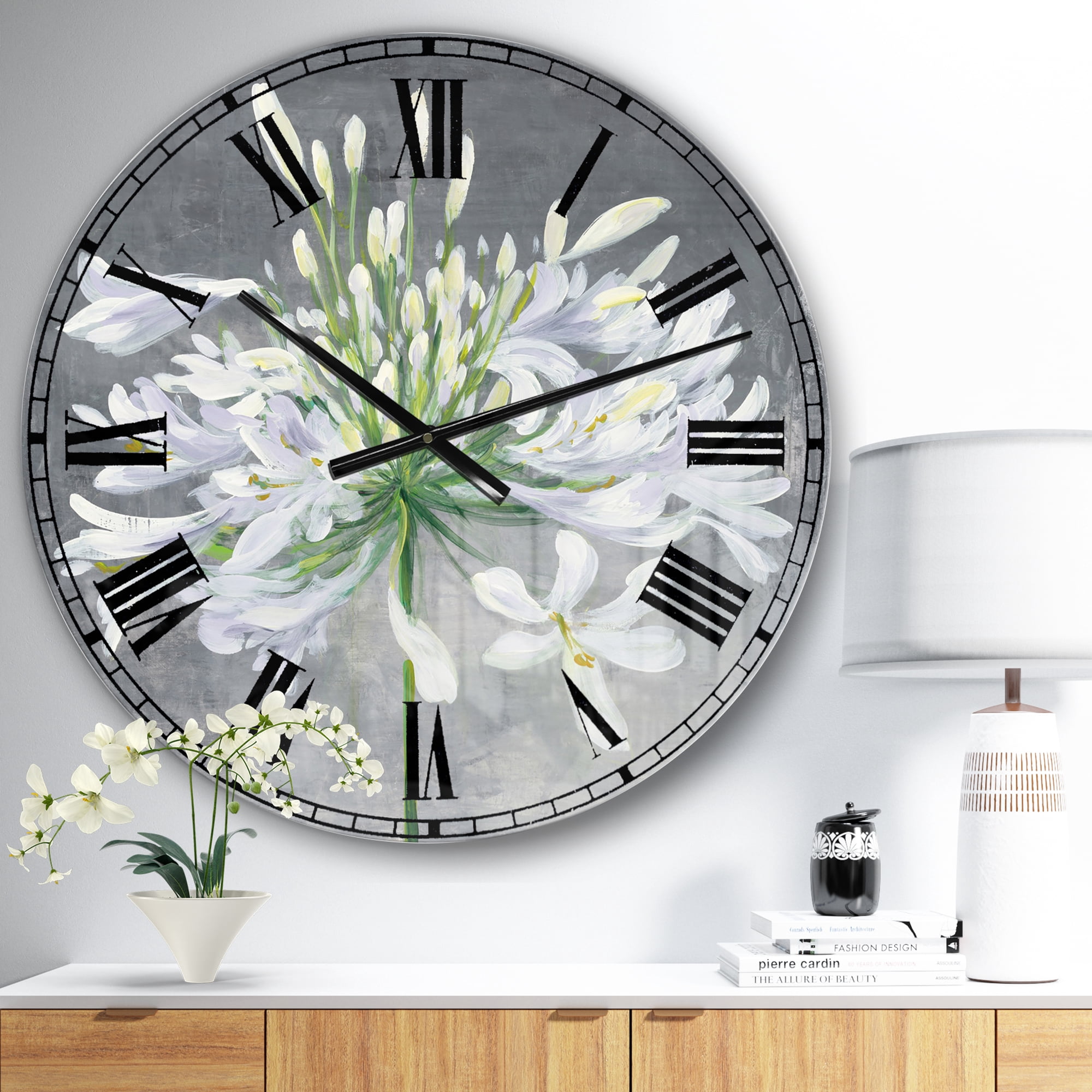 Designart 'Flower Cleome Splash I' Traditional wall clock