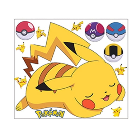 Pokemon 3D wall stickers Children wall stickers Cartoon paper cartoon character wall stickers Cartoon background wall decoration Birthday gift Children bedroom decoration 45*40CM
