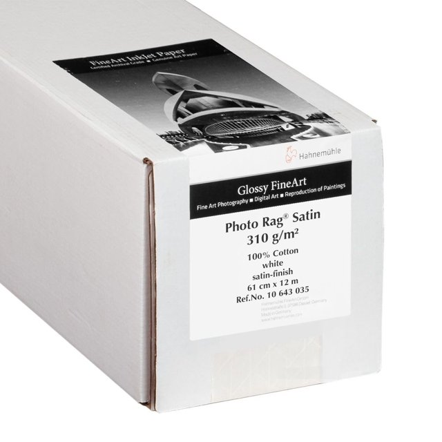 Hahnemuhle Satin Photo Rag, 100% Rag, Fine Lustre Bright White Inkjet Paper, 310 gsm, 24"x39' Roll