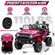 Joyracer 24V Ride on Toys Truck 4WD/2WD Switchable with Remote Control & 2 XL Seater, 800W Powered Ride on Car with Spring Suspension, 3 Speeds, Bluetooth Music Gift for Big Kids, Pink