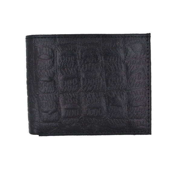 Crocodile Print Cowhide Leather Bifold Wallet with Flip ID Window & Credit Card Slots 71053 CR