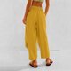 thumbnail image 4 of Women's cotton and linen trousers, solid color, loose fit, wide-leg, lightweight, low-waisted, comfortable and flowing. wheat color XXL, 4 of 4