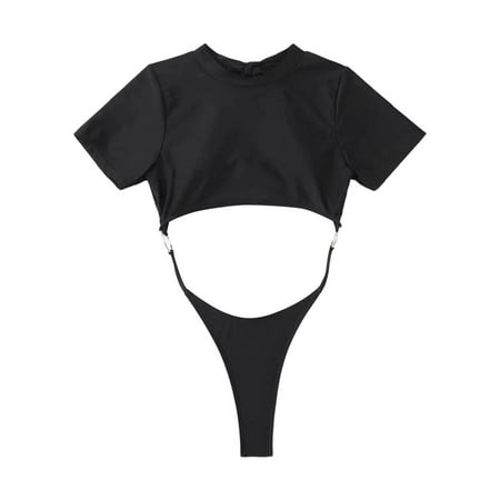 Summer Fashion Plus Size plus size swimsuit for women Trendy Clothes 2025 Solid Color Back Thong Jumpsuit Sexy Bikini Up to 65% off!