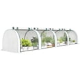 thumbnail image 2 of Outsunny Mini Greenhouse, 177.2" x 39.4" x 31.5" Portable Greenhouse with 4 Roll-Up Doors, PE Cover, White, 2 of 9