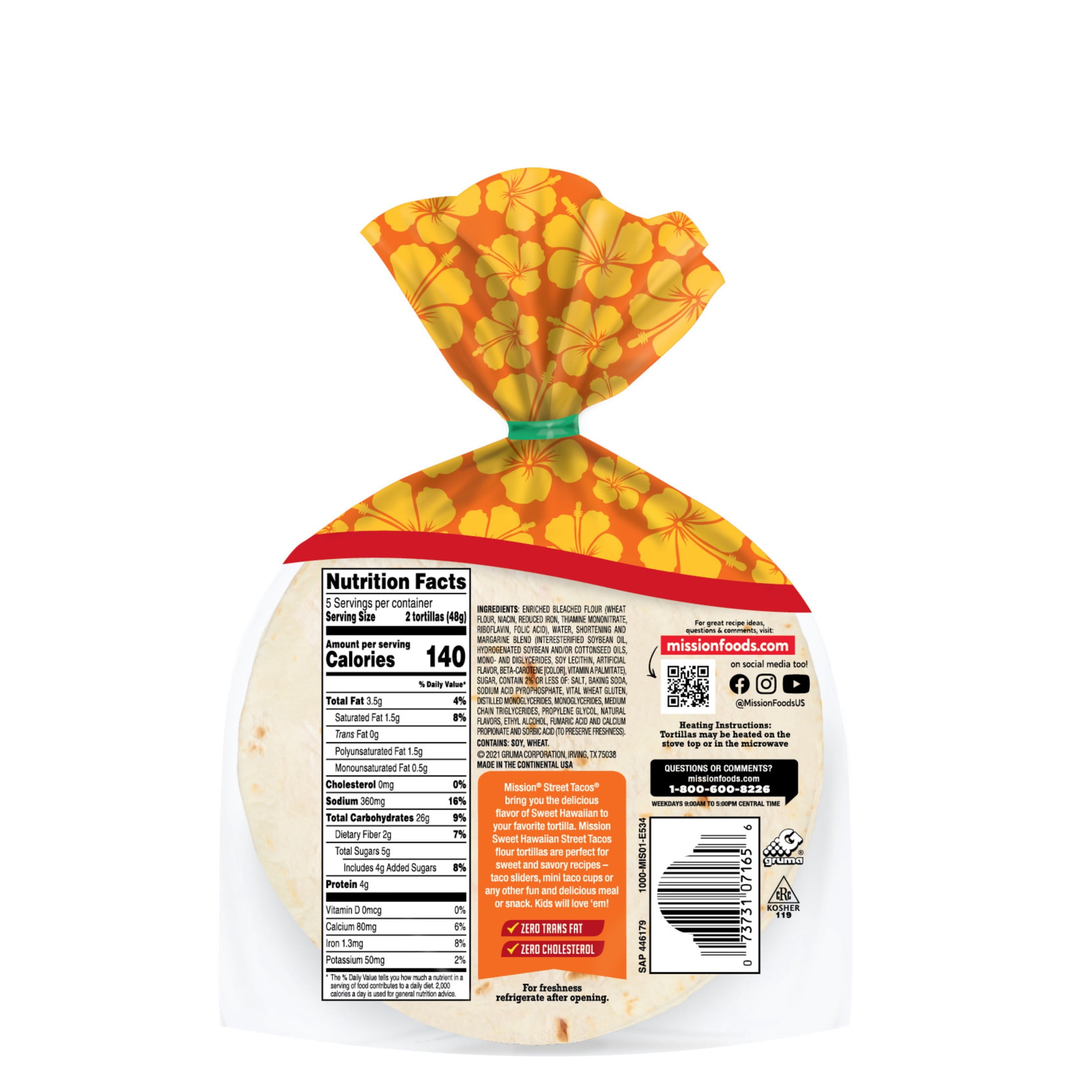 Mission Super Soft Sweet Hawaiian Flour Tortillas, Street Tacos Size, 10 Count