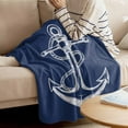 thumbnail image 4 of Throw Blanket for Couch Anchor Nautical Soft Fleece Flannel Blankets Cozy Lightweight Blanket for Home Sofa Living Room Navy Blue Bed Throws 40" x 50", 4 of 9