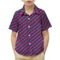 thumbnail image 2 of Ltctricy Children's Button down Shirts Toddler Boys Girls Short Sleeve Striped Collared Blouses Casual Loose Summer Tops, 2 of 7