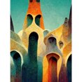 thumbnail image 1 of Colourful Modern Painting Gaudi Style Architecture Sagrada Familia Large Wall Art Poster Print Thick Paper 18X24 Inch, 1 of 4