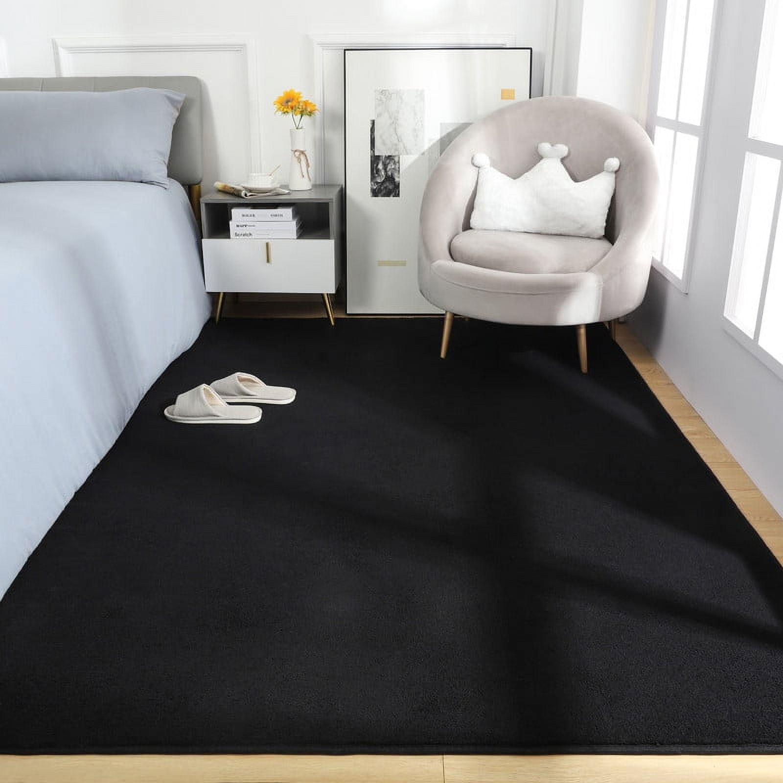 Lochas Soft Modern Area Rug Boho Rugs for Bedroom Living Room Nursery Modern Home Decor Low Pile Carpet,5'x8',Balck