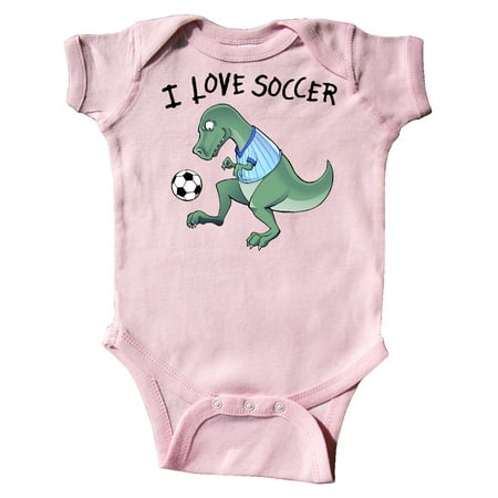 

Inktastic I Love Soccer-Dinosaur in Blue Gift Baby Boy or Baby Girl Bodysuit