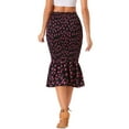 thumbnail image 3 of INSPIRE CHIC Women's Floral Smocked High Waist Bodycon Mermaid Midi Skirts S Black Pink, 3 of 6