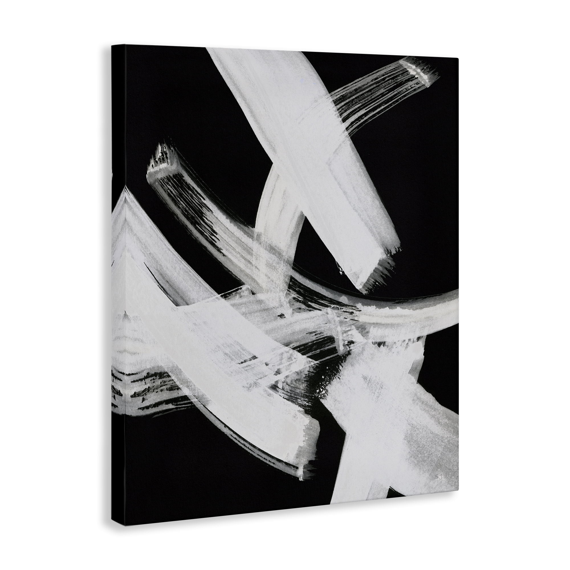Stupell Industries Curved Chaotic Brushstrokes Abstract Painting Wrapped Canvas Art Print Wall Art, 30 x 40