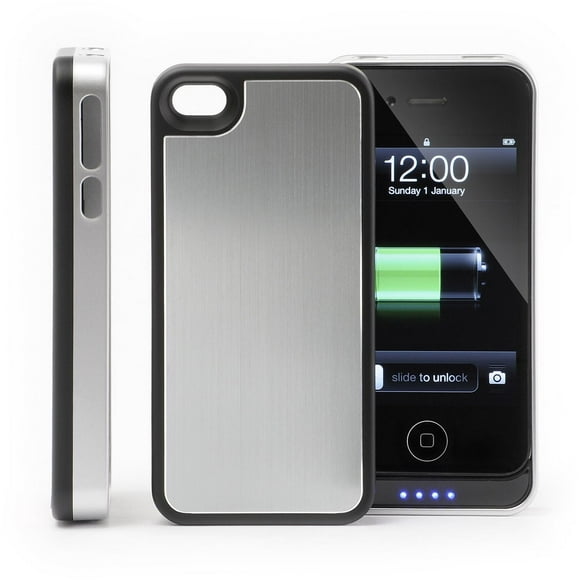 Étui contour avec alimentation PowerCases pour iPhone 4 - argenté.