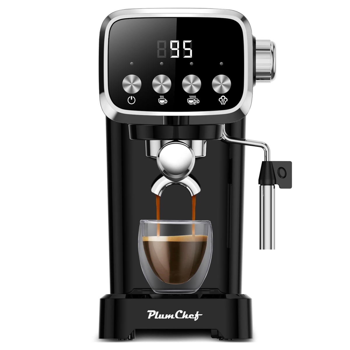 20BAR Slim Vertical Espresso Machine with Milk Frother, Built-in Cup Warmer, 43 OZ Detachable Tank, for Rich Espresso, Americano, Latte, Compact Space-Saving Design, Screen Button,Black