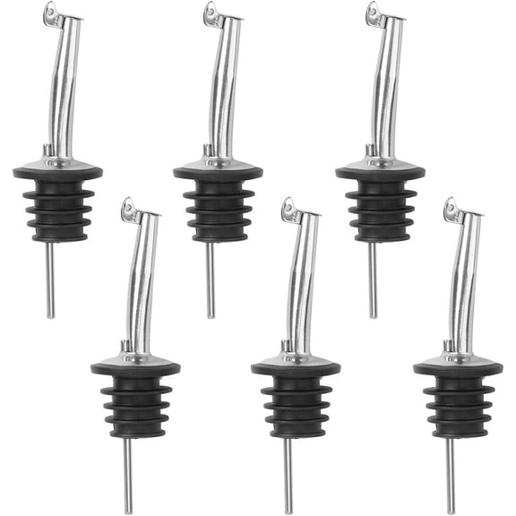 Bottle Pourers,6 pcs Stainless Steel Speed Pourer with Hinged Flip Top Cap,Freeflow Pourers Liquor Pourer,for Wine Olive Oil Coffee Syrup Vinegar