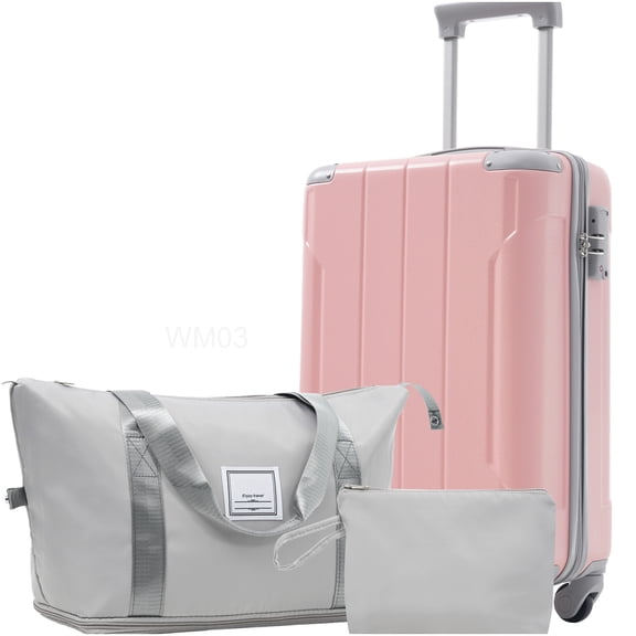 Lightweight Hardshell Carry On Luggage 3-Piece Set with 360° Spinner Wheels, Pink TSA Lock Suitcase