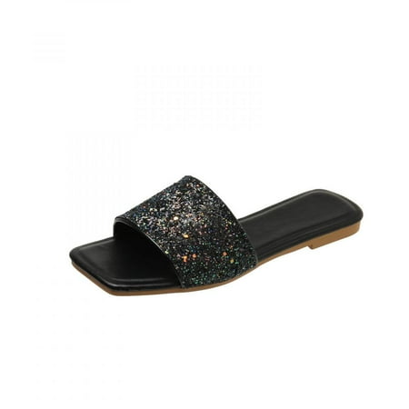 

Todqot Slippers for Women- Comfy Anti Slip Quick Dry Sandals Women Flat Summer Open Toe Slippers Black 39