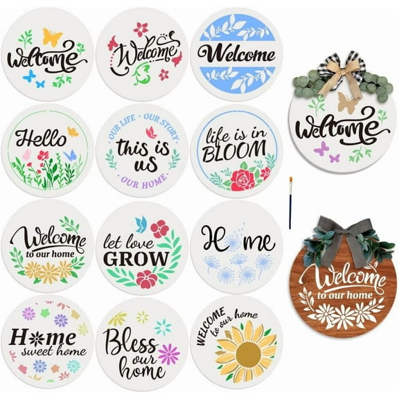 12pcs Flower Welcome Stencils